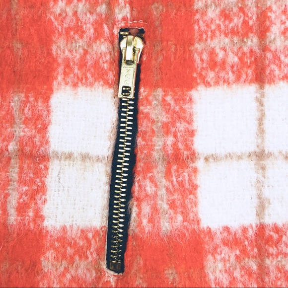 NWT TOPSHOP Orange Wool Check Mini Skirt, size 6 - Picture 8 of 13